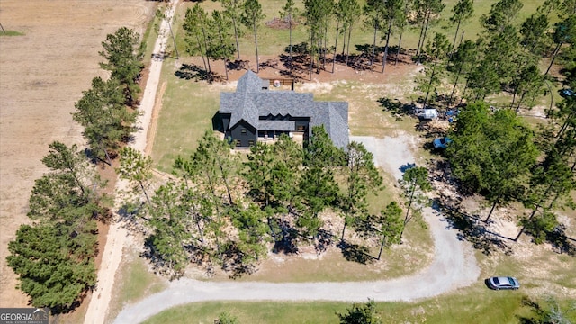 drone / aerial view with a rural view