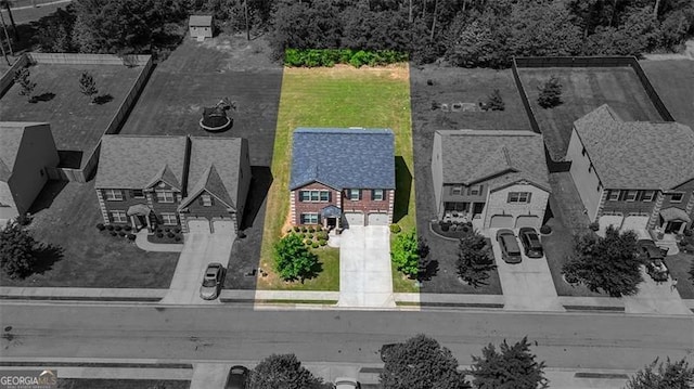 bird's eye view with a residential view