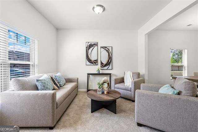living room with carpet floors
