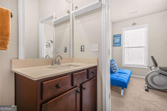 5030 Breezewood Cir, Alpharetta, GA 30004 - bathroom featuring baseboards, visible vents, and vanity