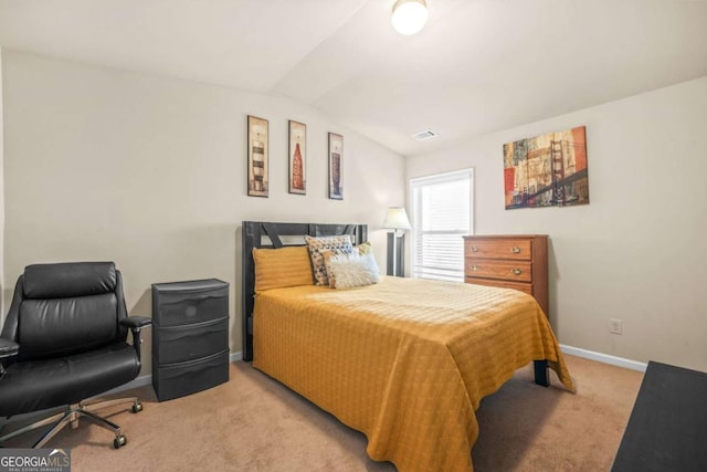 5030 Breezewood Cir, Alpharetta, GA 30004 - bedroom featuring lofted ceiling, visible vents, baseboards, and light carpet