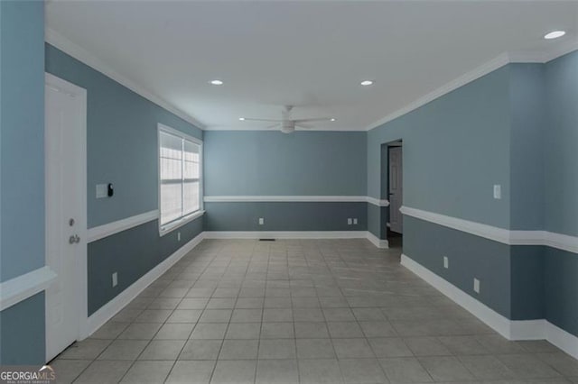 4175 Danforth, Atlanta, GA 30331 - tiled empty room with crown molding, recessed lighting, and ceiling fan