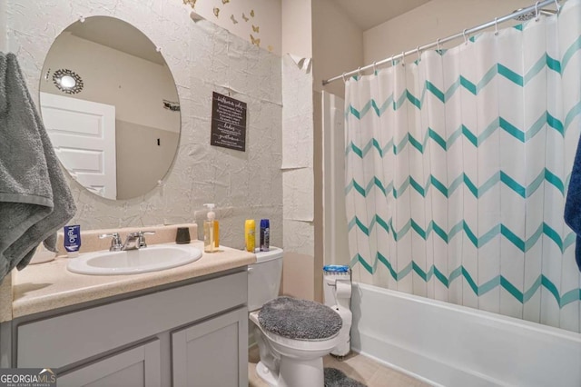 11893 Lovejoy Crossing Blvd, Hampton, GA 30228 - bathroom featuring vanity, shower / bath combination with curtain, and tile patterned flooring