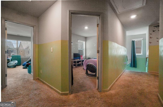 11893 Lovejoy Crossing Blvd, Hampton, GA 30228 - hall with carpet and attic access