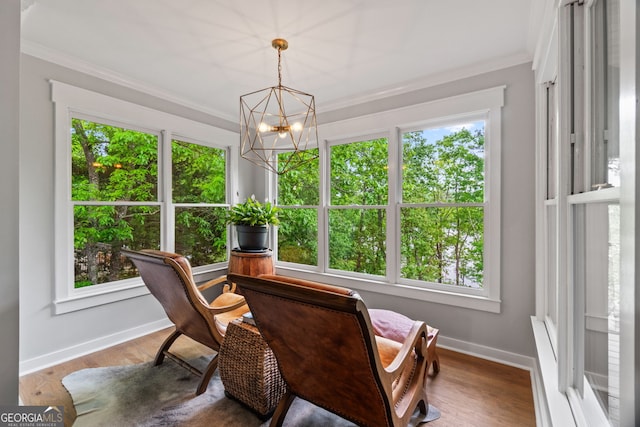 5527 Little River Cir, Gainesville, GA 30506 - sunroom featuring healthy amount of natural light and a chandelier