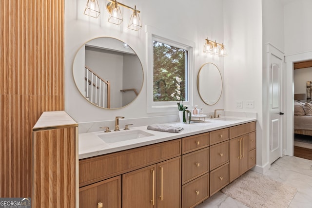 5527 Little River Cir, Gainesville, GA 30506 - ensuite bathroom featuring marble look tiles and double vanity