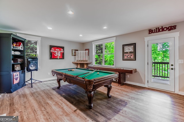 5527 Little River Cir, Gainesville, GA 30506 - recreation room featuring healthy amount of natural light, pool table, baseboards, light wood-type flooring, and recessed lighting