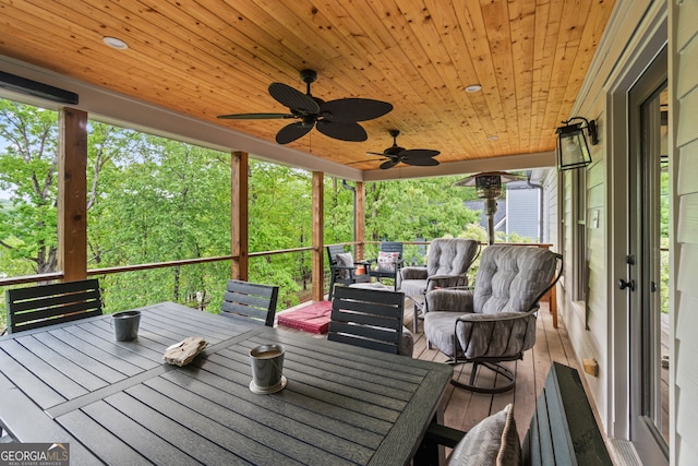 5527 Little River Cir, Gainesville, GA 30506 - wooden terrace featuring outdoor dining space and ceiling fan