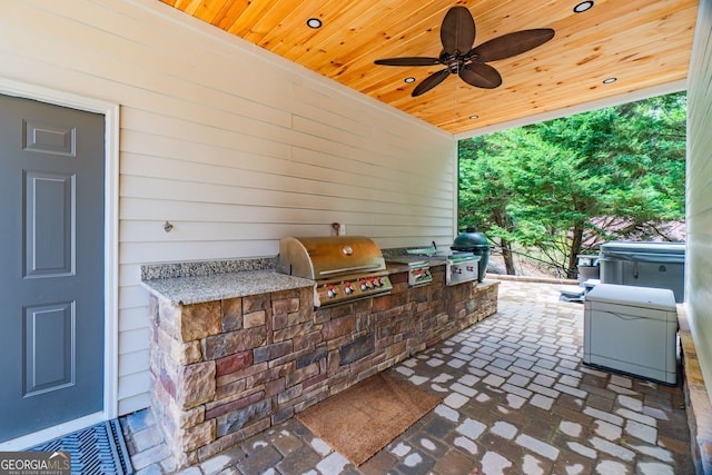5527 Little River Cir, Gainesville, GA 30506 - view of patio / terrace featuring area for grilling, an outdoor kitchen, and a ceiling fan