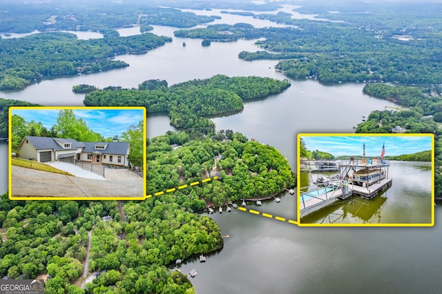 5527 Little River Cir, Gainesville, GA 30506 - aerial view of property and surrounding area with a nearby body of water and property boundaries highlighted
