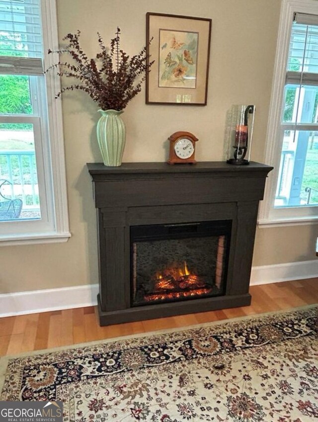2118 Deer Run Cir, Tifton, GA 31793 - detailed view of a warm lit fireplace, wood finished floors, and baseboards