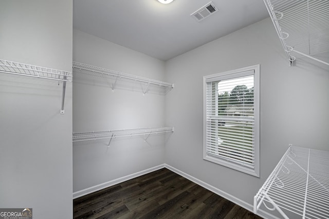 1575 Cabin Creek Trl, Griffin, GA 30223 - spacious closet featuring dark wood finished floors and visible vents