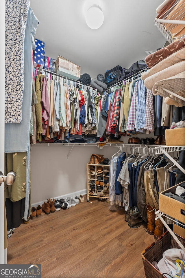 spacious closet featuring wood finished floors