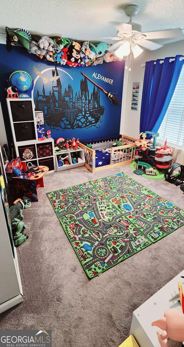 89 Tiller Way, Port Wentworth, GA 31407 - playroom featuring carpet floors, a ceiling fan, and a textured ceiling