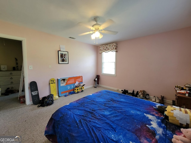 206 New Dr, Claxton, GA 30417 - carpeted bedroom with ceiling fan, visible vents, and baseboards