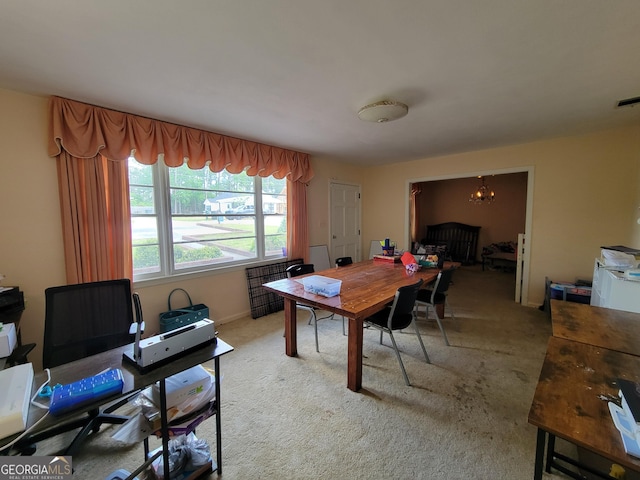 206 New Dr, Claxton, GA 30417 - office space with carpet floors, baseboards, and an inviting chandelier