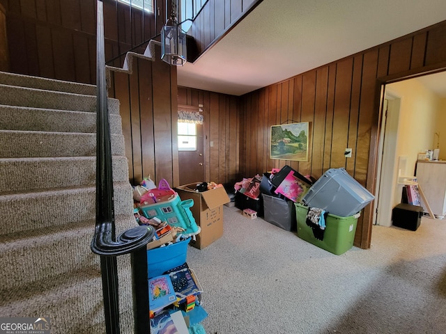 206 New Dr, Claxton, GA 30417 - game room with wooden walls and carpet flooring