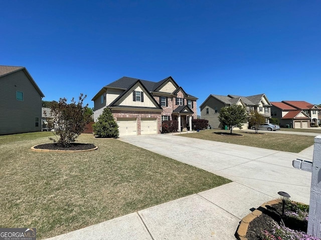 exterior space featuring a residential view, an attached garage, and driveway