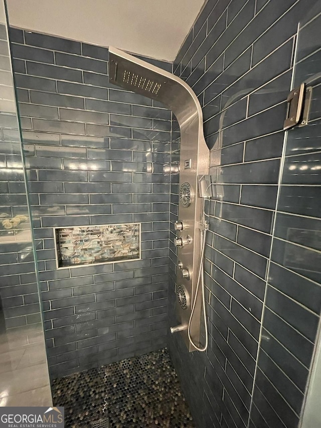 interior space with a shower stall