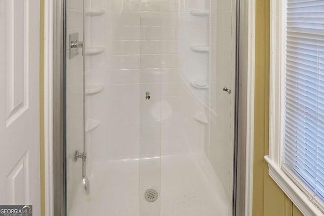 full bath with a shower stall