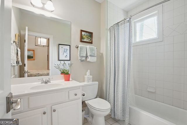 104 Glentown Way, Sandy Springs, GA 30328 - bathroom with vanity, tile patterned flooring, toilet, and shower / tub combo