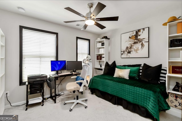 371 Northaven Ave, Suwanee, GA 30024 - carpeted bedroom featuring an office area, baseboards, and a ceiling fan