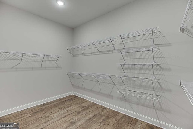 spacious closet with wood finished floors