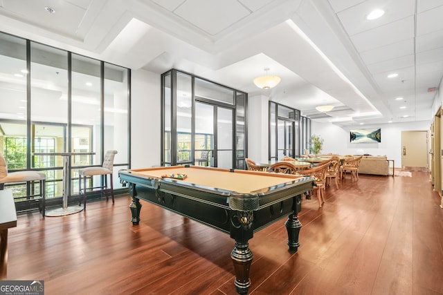 3481 Lakeside Dr NE Unit 601, Atlanta, GA 30326 - recreation room featuring billiards, expansive windows, and hardwood / wood-style flooring