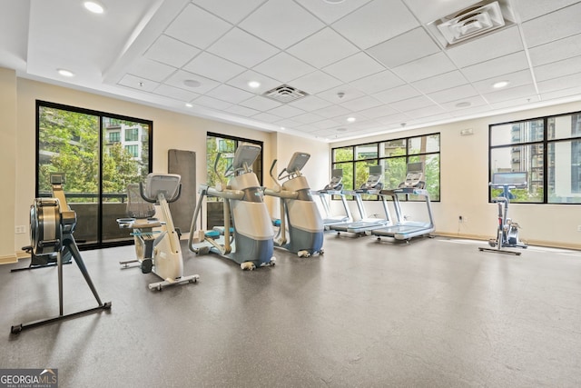 3481 Lakeside Dr NE Unit 601, Atlanta, GA 30326 - workout area with a paneled ceiling and visible vents
