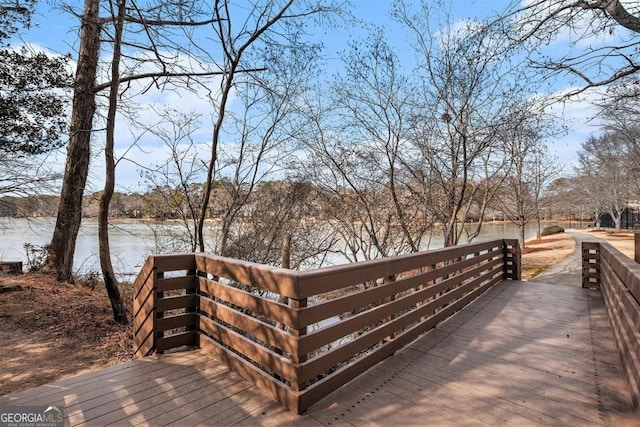 384 Teal Ct, Roswell, GA 30076 - wooden deck featuring a water view