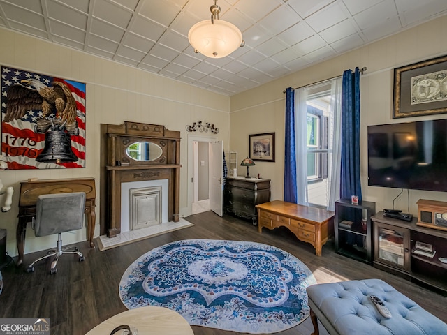 living area with wood finished floors