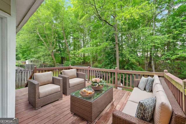 10044 Point View Dr, Jonesboro, GA 30238 - wooden deck with fence and an outdoor hangout area