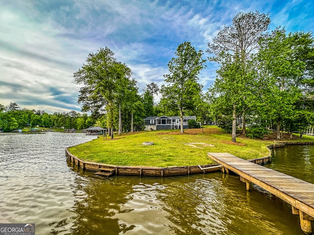 112 Little River Ct, Eatonton, GA 31024 - dock area featuring a lawn and a water view