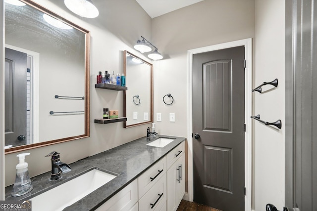 bathroom featuring double vanity and a sink