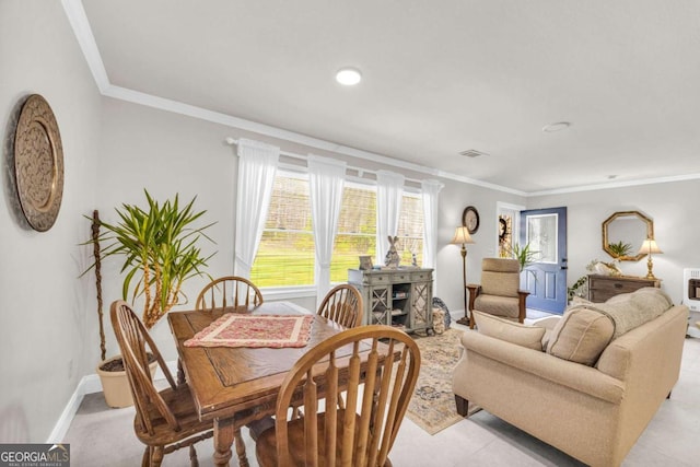 84 Weatherly Rd, Clarkesville, GA 30523 - interior space with baseboards, crown molding, heating unit, and visible vents