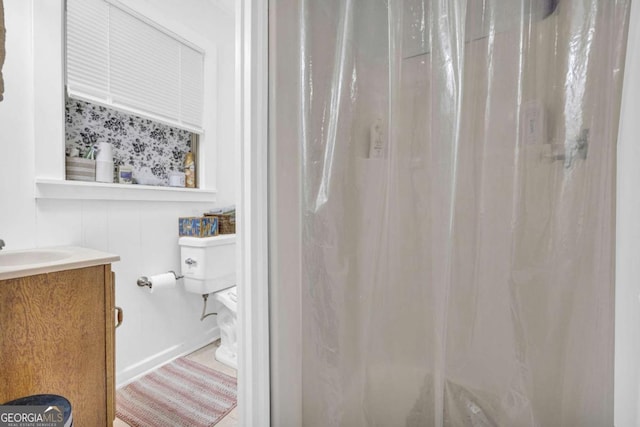 84 Weatherly Rd, Clarkesville, GA 30523 - full bathroom with toilet, vanity, and a shower with shower curtain