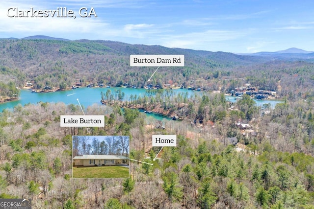 84 Weatherly Rd, Clarkesville, GA 30523 - aerial view featuring a water and mountain view and a forest view