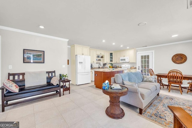84 Weatherly Rd, Clarkesville, GA 30523 - living area featuring recessed lighting, visible vents, and ornamental molding