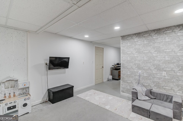 3095 Willow Park Dr, Dacula, GA 30019 - living area with a paneled ceiling, baseboards, and recessed lighting