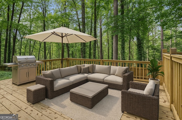 535 Emerald Pkwy, Sugar Hill, GA 30518 - wooden deck with an outdoor hangout area and grilling area
