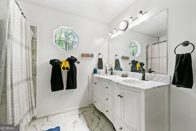 507 Lakeshore Dr, Stockbridge, GA 30281 - bathroom with a wealth of natural light, marble finish floor, and a sink