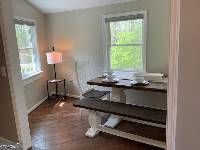 426 Shenendoa Dr, Ellijay, GA 30540 - dining area with wood finished floors and lofted ceiling