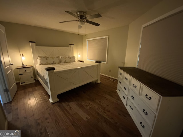 426 Shenendoa Dr, Ellijay, GA 30540 - bedroom with dark wood-style floors and a ceiling fan