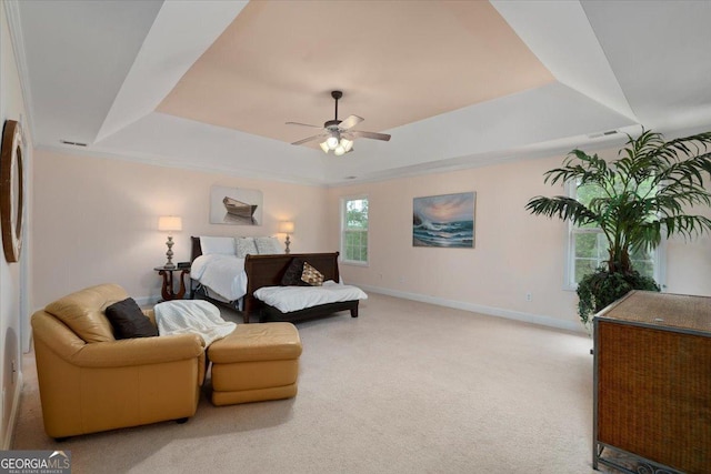 60 Heritage Keep, Covington, GA 30016 - carpeted bedroom with a raised ceiling and a ceiling fan