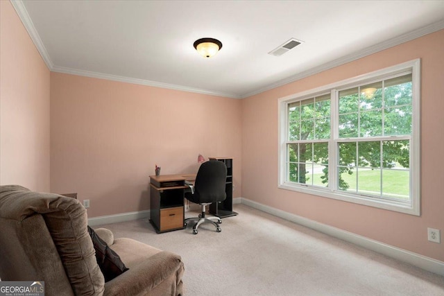 60 Heritage Keep, Covington, GA 30016 - office area featuring ornamental molding and light carpet