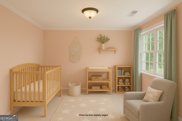 60 Heritage Keep, Covington, GA 30016 - bedroom with crown molding and a crib