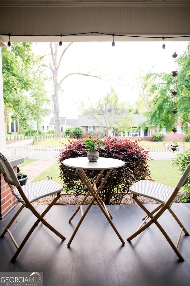 balcony with a patio area