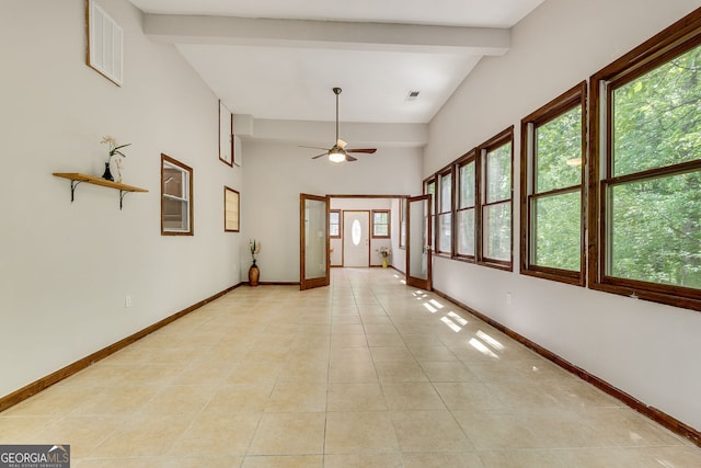 3990 Admiral Dr, Chamblee, GA 30341 - hallway featuring beam ceiling, light tile patterned flooring, and baseboards
