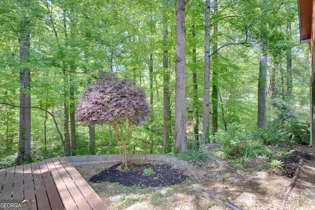view of yard featuring a view of trees