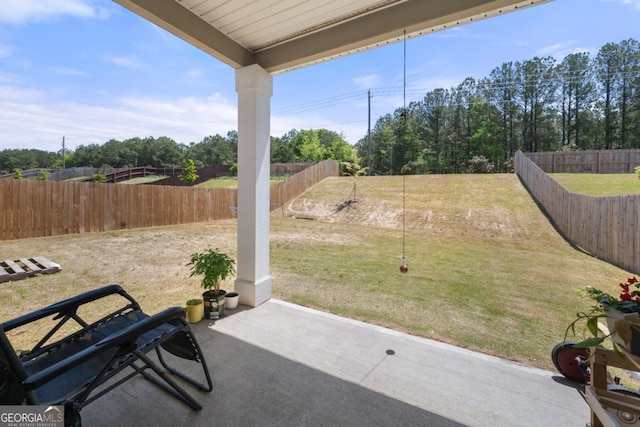 view of patio featuring a fenced backyard